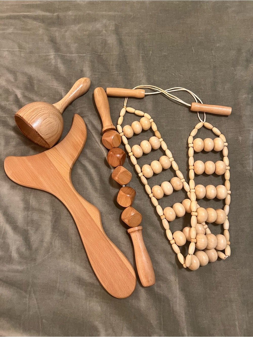 Wood Therapy Massage Tools Set in Natural Wood Tones
